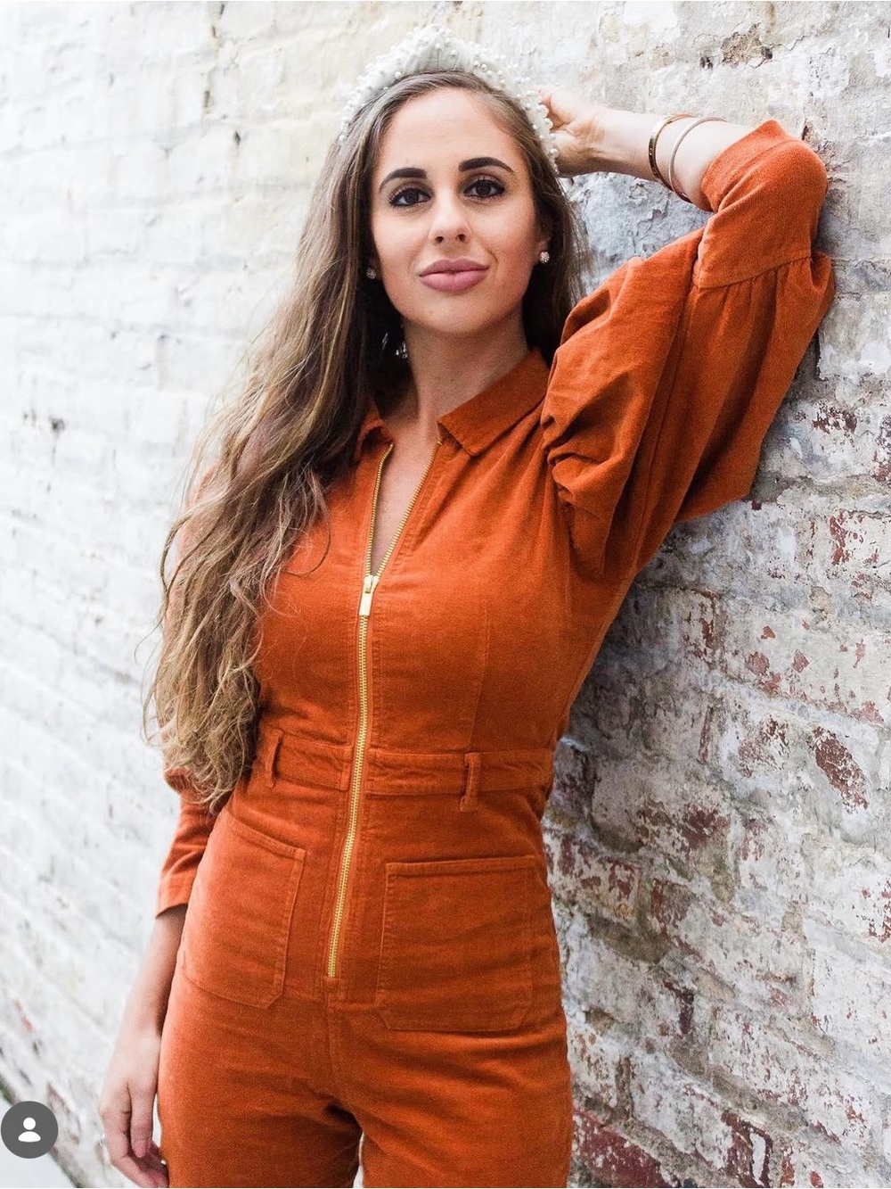 WeWoreWhat Corduroy Jumpsuit in Rust, Size Small